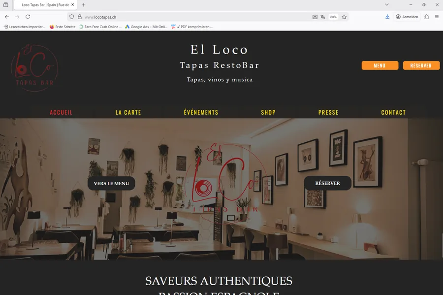 El Loco Tapas Bar website